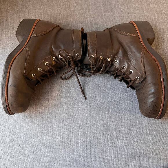 WORX by Red Wing Shoes Womens 6.5M Brown Leather Work Boots Safety Steel Toe - Picture 5 of 10